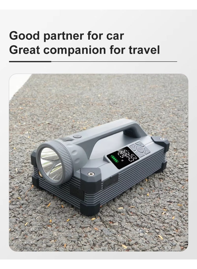 بلو فاير M6 جهاز تشغيل السيارة الطارئ 6000A ببطارية 24000mAh مع مضخة هواء وضوء LED | شاحن طوارئ للسيارات 12 فولت، مضخة إطارات 150PSI، بنك طاقة PD سريع 65 واط، شاشة رقمية، مثالي للتخييم والسفر – أسود - Image 4