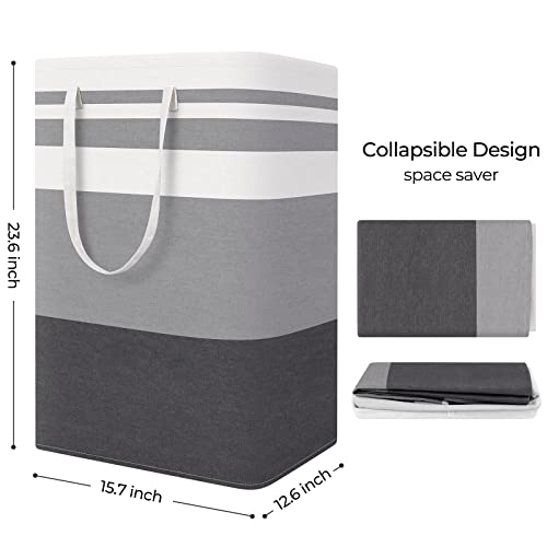 StorageRight Large Collapsible Laundry Basket Hamper with Easy Carry Handles，Freestanding Clothes Hampers for Laundry, Bedroom, Dorm, Towels, Toys, 75L, Gradient Grey - Image 2