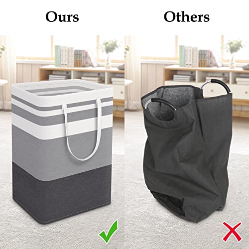 StorageRight Large Collapsible Laundry Basket Hamper with Easy Carry Handles，Freestanding Clothes Hampers for Laundry, Bedroom, Dorm, Towels, Toys, 75L, Gradient Grey - Image 5