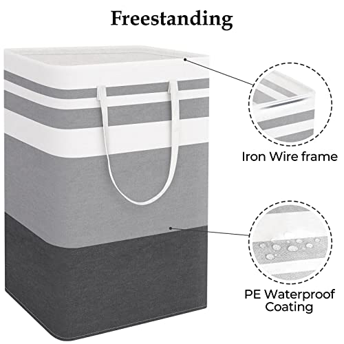 StorageRight Large Collapsible Laundry Basket Hamper with Easy Carry Handles，Freestanding Clothes Hampers for Laundry, Bedroom, Dorm, Towels, Toys, 75L, Gradient Grey - Image 3