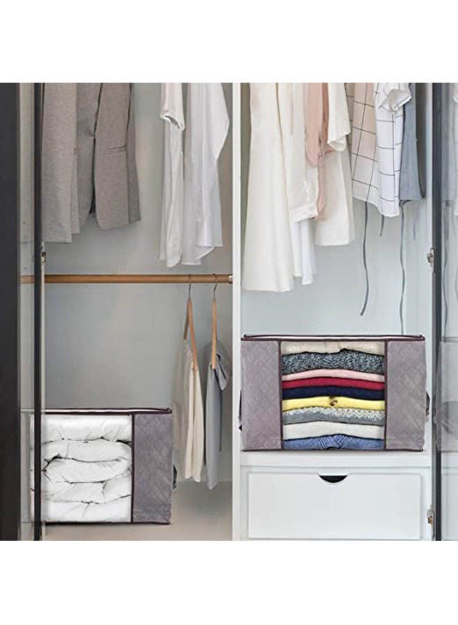 3Pcs Foldable Closet Organizer Clothing Storage Bag Box With Clear Window, Waterproof Durable Fabric Multicolour - Image 2