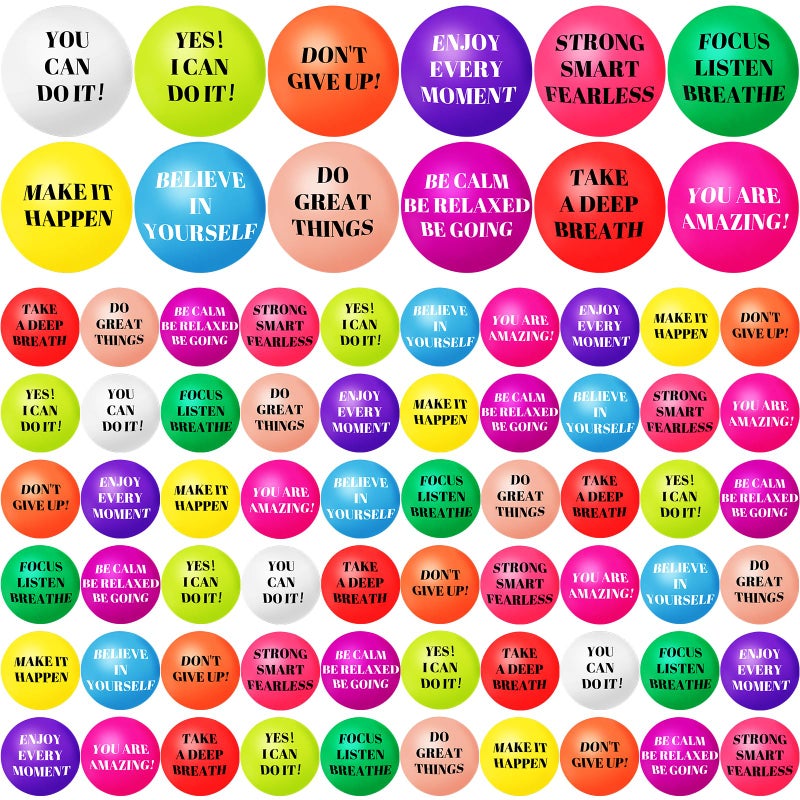 Oleitodh 60 Pieces Motivational Stress Balls 25 Inch Inspirational Stress Relief Ball Bulk Hand Exercise Balls Encouraging Colorful Foam Balls Anxiety Small Balls with Quotes for Kids Adults Teens 12 Styles - Image 3