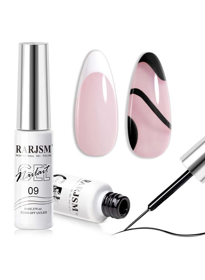 RARJSM Nail Art Gel,Liner Gel Polish,Black White Nail Design Polish Painted Gel Nail Polish Set 2Pcs Soak off Curing Requires 8ml Build in Thin Brush for Home Salon Diy Nail French Manicure Painting - Image 1