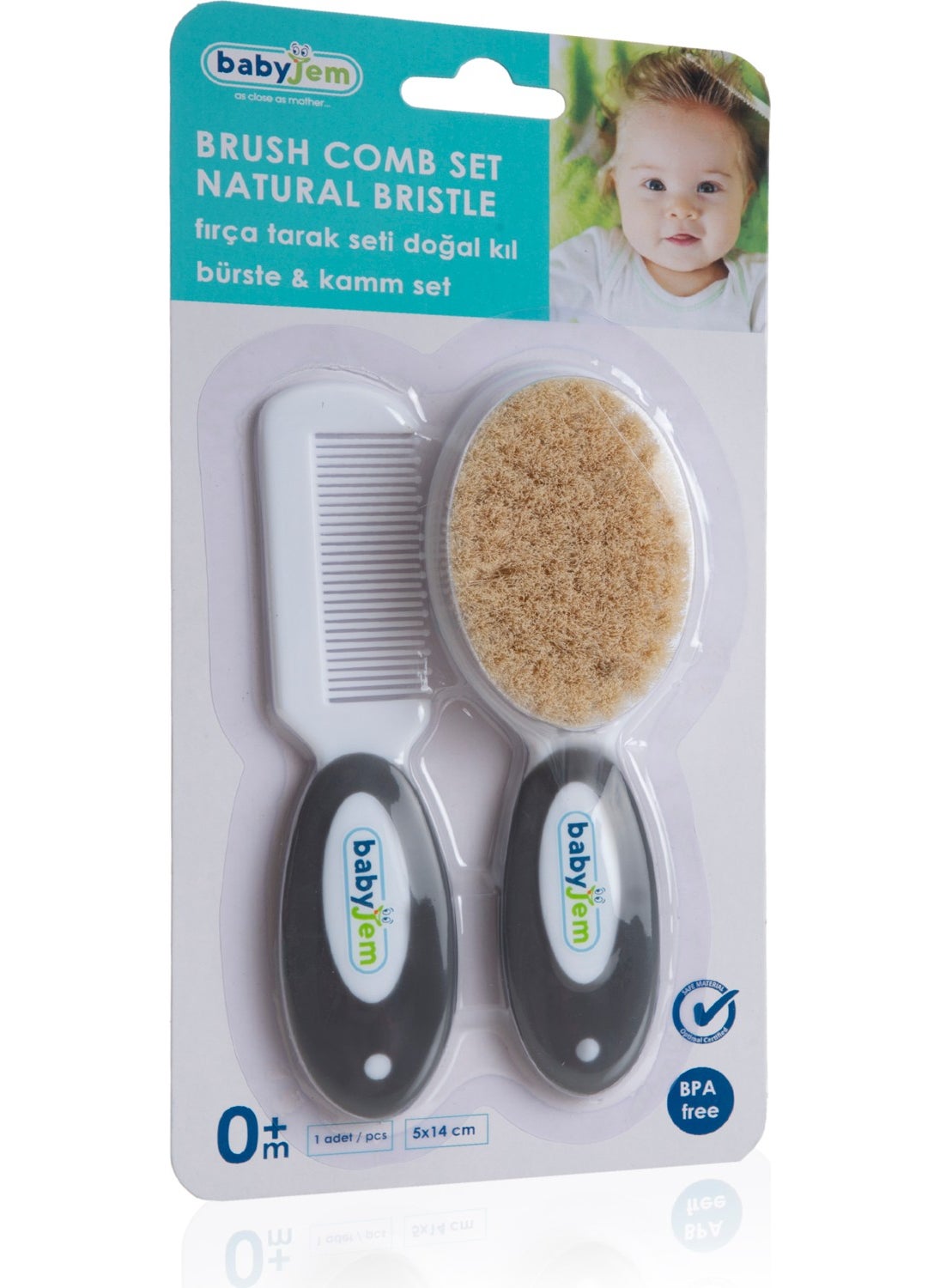 Baby Jem - Babyjem Natural Bristle Brush Comb Set 519 - Image 1