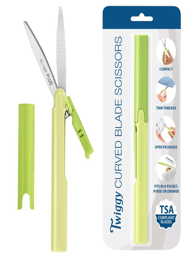Plus Pen Style Non Stick Compact TSA Twiggy Scissors with Cover Green - Image 1