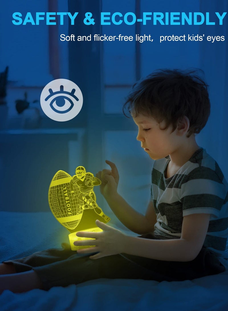NIBEMINENT Football 3D Illusion Lamp, Gifts for Boys Girls, Night Light with 16 Colors Change Remote Control Decorative Desk Lamp Creative Birthday Gift Sports Fans Toys - Image 2