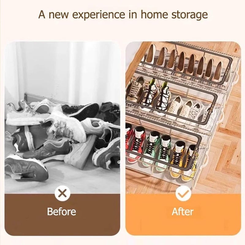 Calyrex Transparent Shoe Storage Box Underbed Storage Boxes with Lid Foldable Stackable Shoe Container for Hallway Living Room Bedroom Office - Image 4