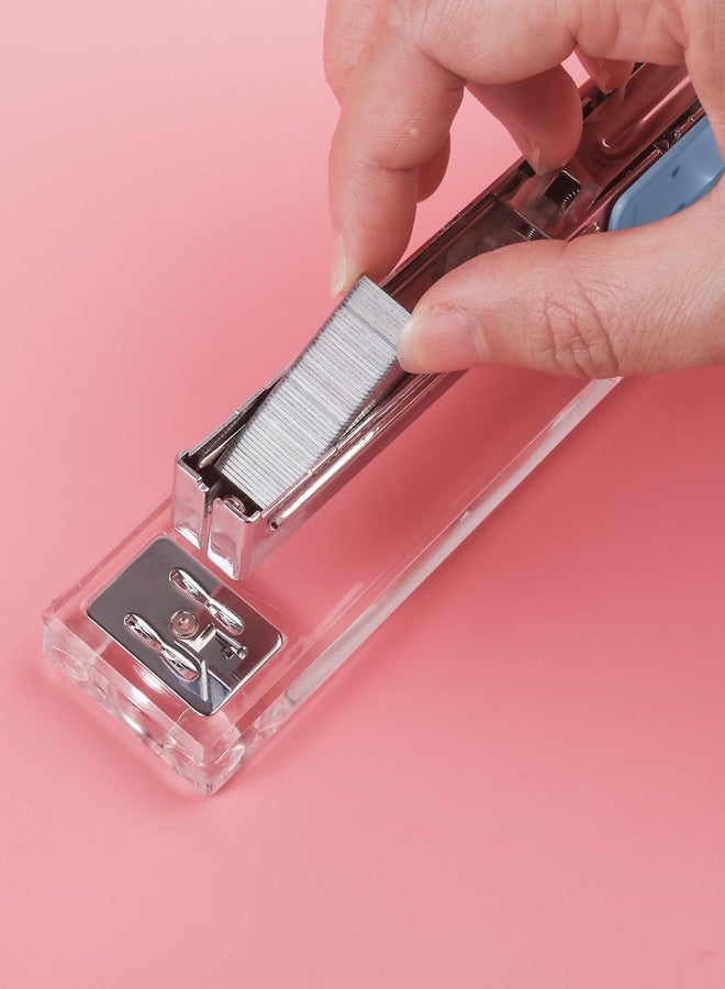 Honagu Clear Acrylic Stapler, Modern Desk Accessories for Home, Office, or School, Desktop Stationery Gift for Students Teachers,1st Day of School Gifts（Macaron Blue） - Image 4