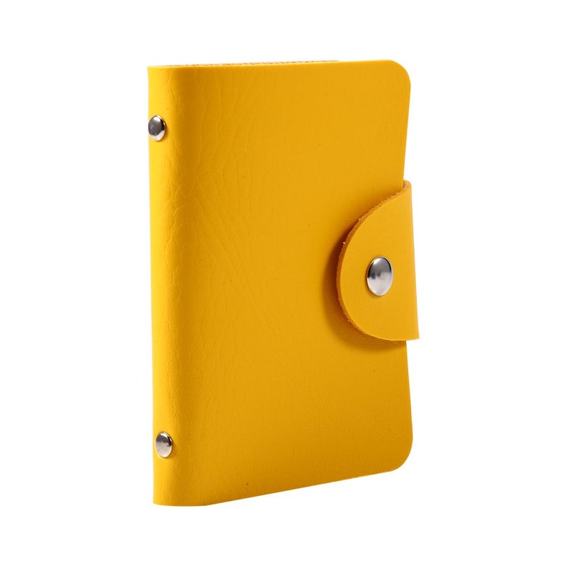 Yellow PU Leather Business Card Holder Case Durable Wallet For 24 Cards Men Women - Image 5