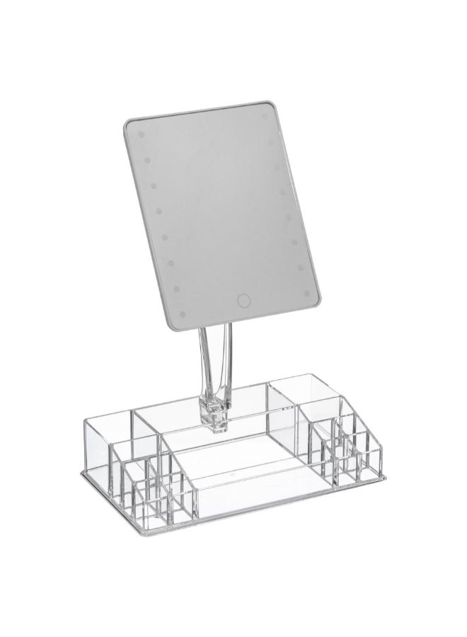 Five Simply Smart Selena 14-Compartment Makeup LED Mirror Organizer Clear 38 x 16.4 x 28.2 cm 161055 - Image 1