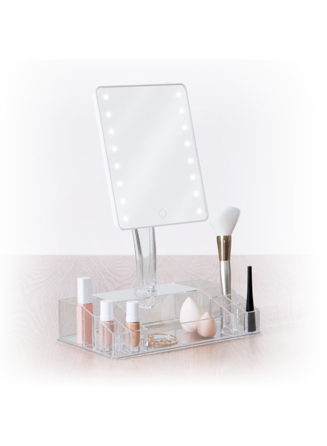 Five Simply Smart Selena 14-Compartment Makeup LED Mirror Organizer Clear 38 x 16.4 x 28.2 cm 161055 - Image 4