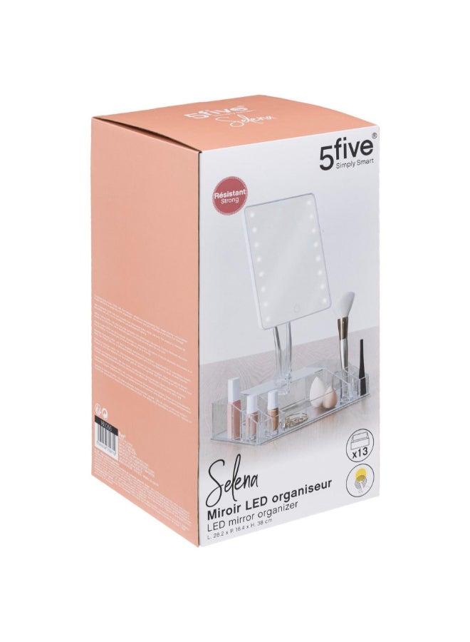 Five Simply Smart Selena 14-Compartment Makeup LED Mirror Organizer Clear 38 x 16.4 x 28.2 cm 161055 - Image 2