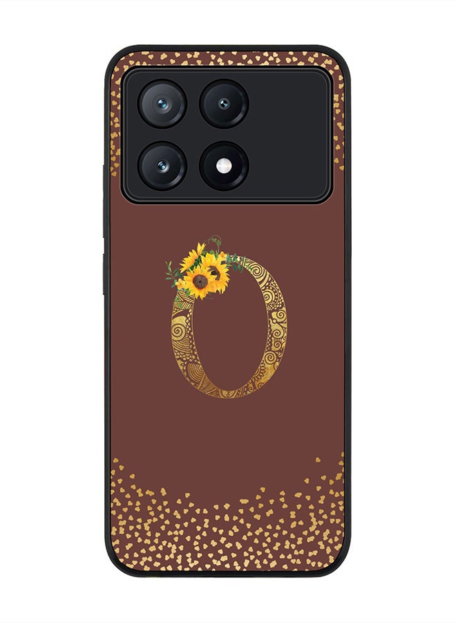 Stylizedd Rugged Black Edge Case for Xiaomi Poco X6 Pro Case Cover- Custom Monogram Initial Letter Mandala Floral Pattern Alphabet - O(Brown) - Image 1