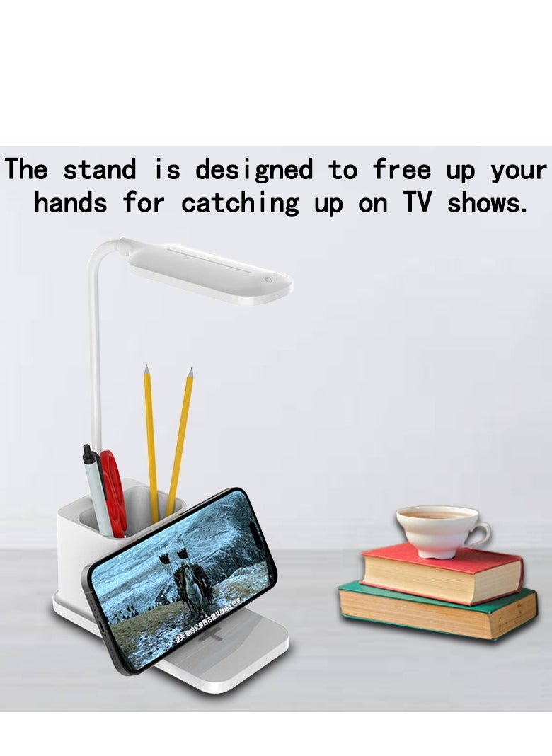 Generic Eye-Protective Desk Lamp with Touch Dimming and Color Adjustment, Wireless Charging, and Pen Holder  - Image 4