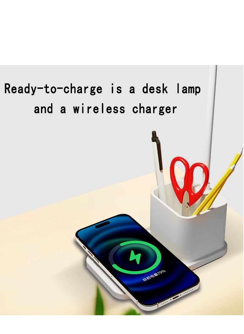 Generic Eye-Protective Desk Lamp with Touch Dimming and Color Adjustment, Wireless Charging, and Pen Holder  - Image 2