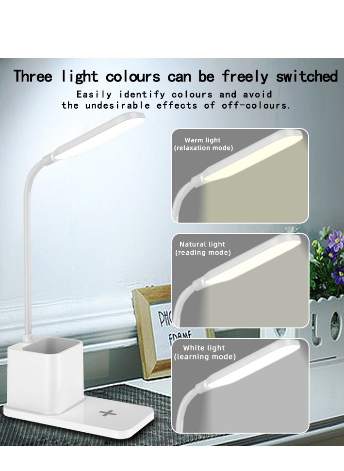 Generic Eye-Protective Desk Lamp with Touch Dimming and Color Adjustment, Wireless Charging, and Pen Holder  - Image 5