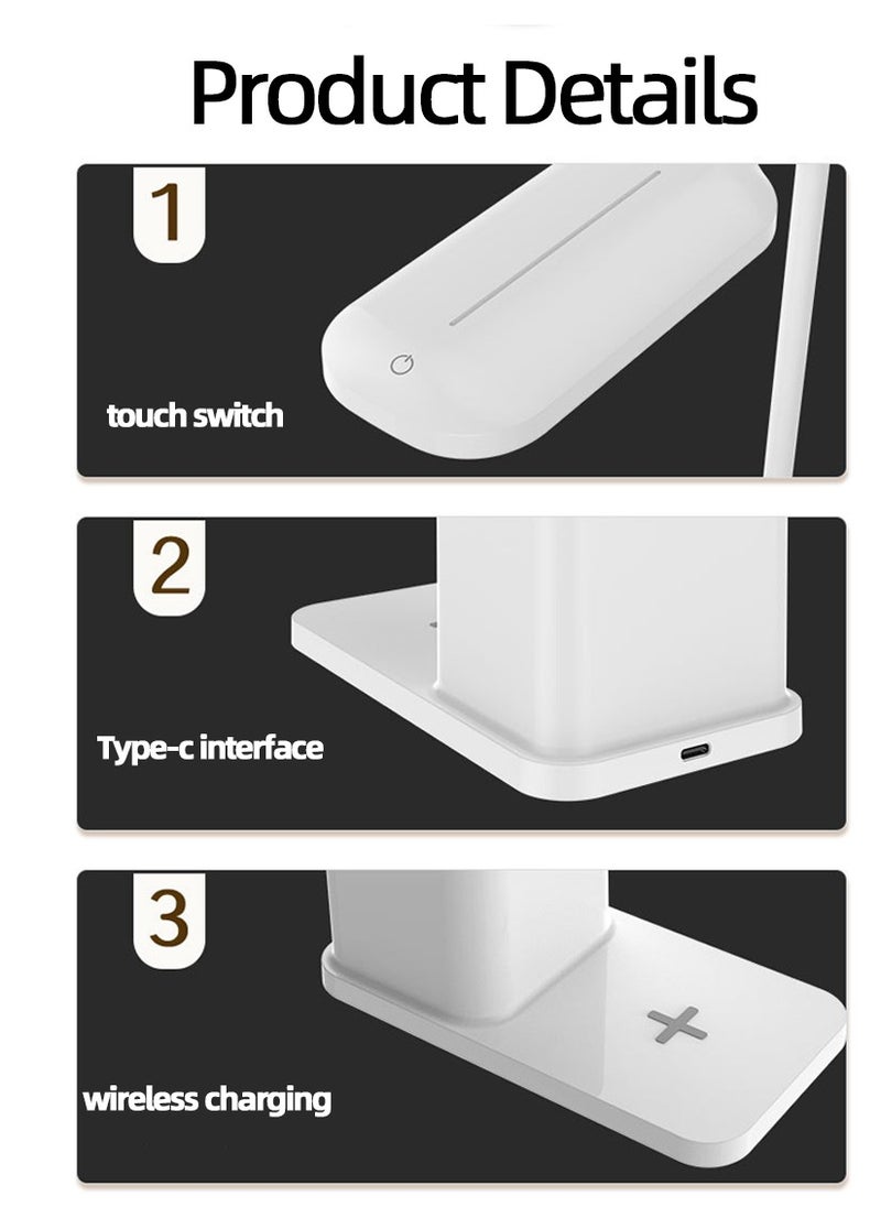 Generic - Eye-Protective Desk Lamp with Touch Dimming and Color Adjustment, Wireless Charging, and Pen Holder - Image 1