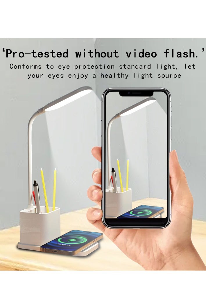 Generic Eye-Protective Desk Lamp with Touch Dimming and Color Adjustment, Wireless Charging, and Pen Holder  - Image 3