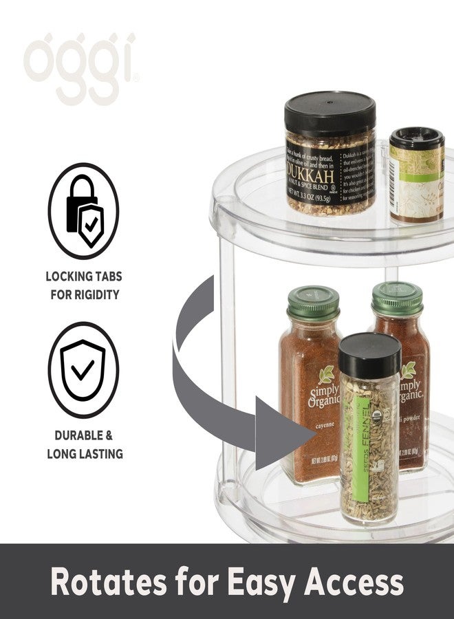 Oggi Two Tier Lazy Susan Rotating Organizer for Kitchen, Pantry, Cabinet Organizing and Storage. Ideal as a Rotating Spice Rack and Pantry Can Organizer, 9.75'' dia x 8'' H (7780.) - Image 5