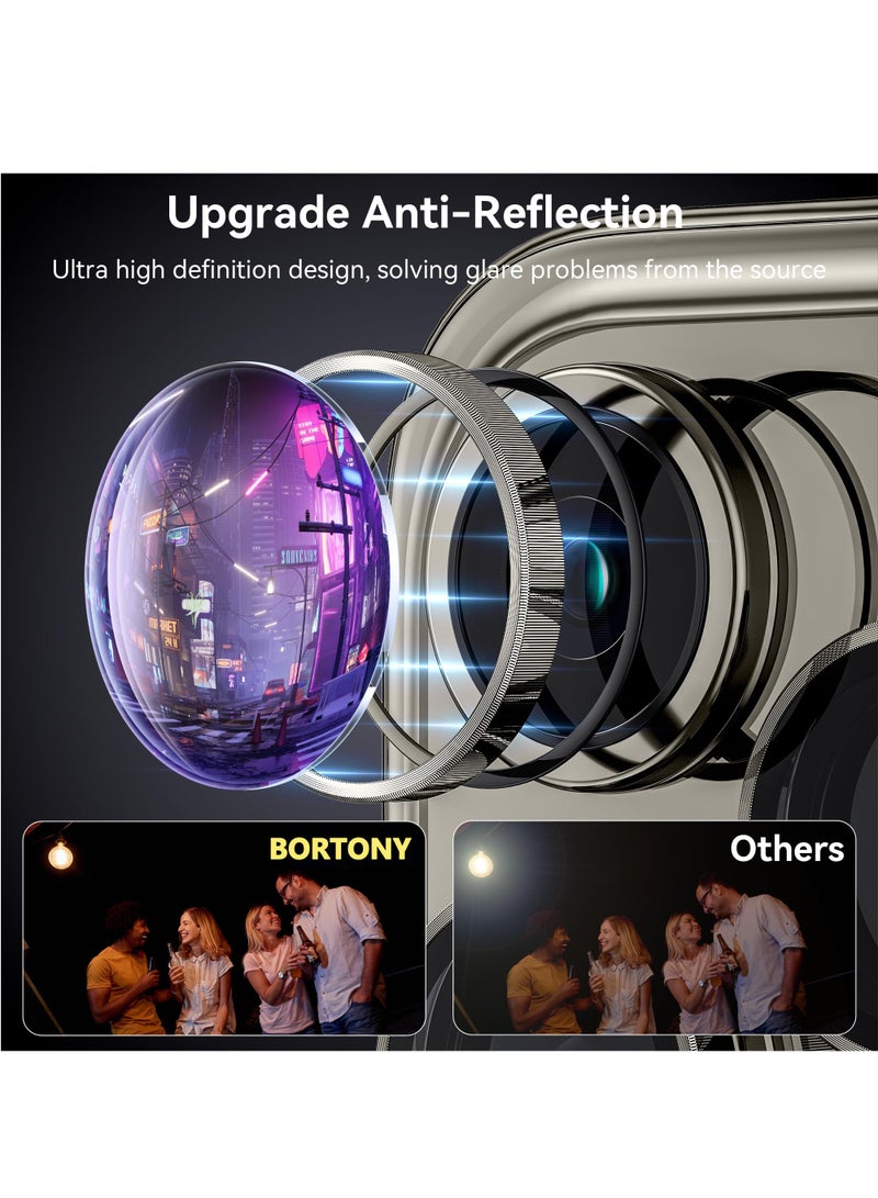 BORTONY iPhone 15 Pro Camera Lens Protector and iPhone 15 Pro Max Camera Lens Protector, Easy Installation Keep Original Shooting Shatterproof 9H Glass Camera Screen Protector Metal Ring Case Fiendly - Image 2