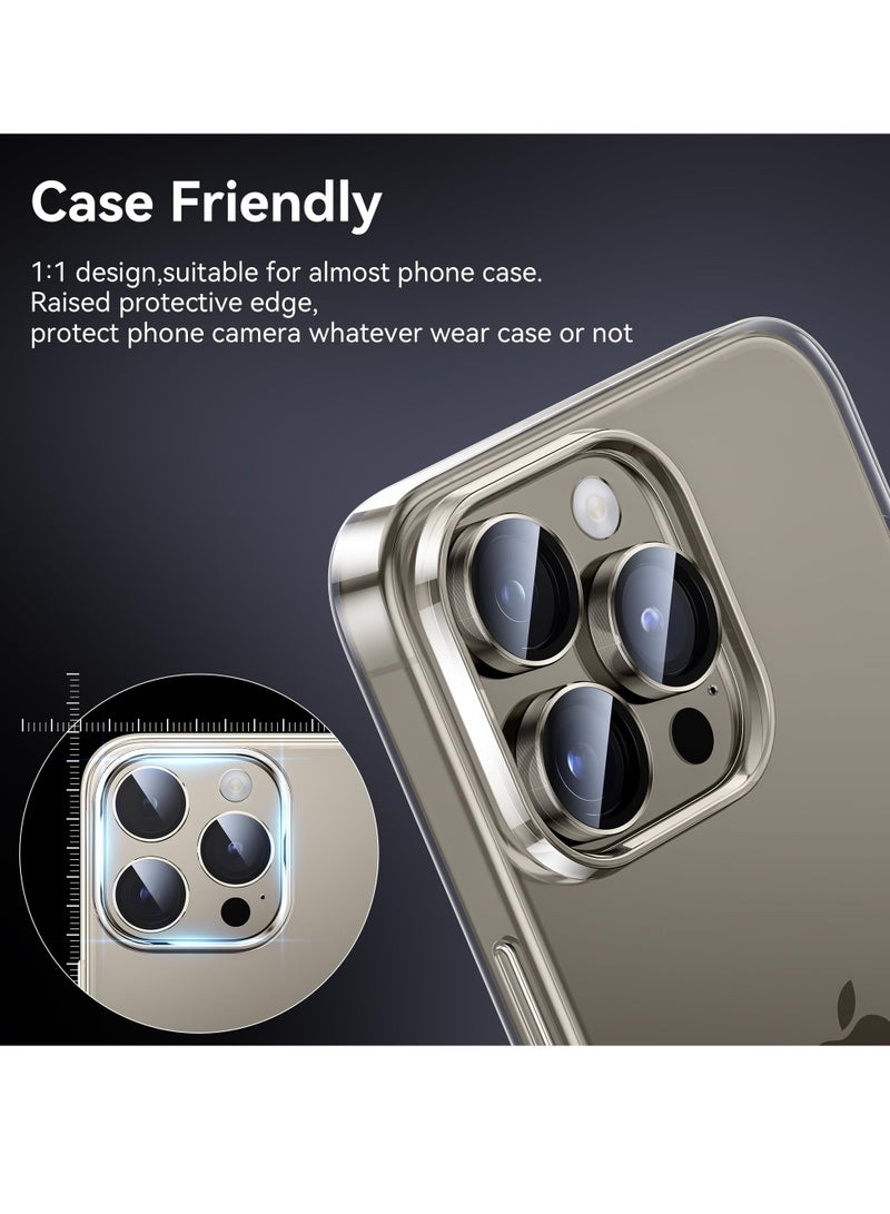 BORTONY iPhone 15 Pro Camera Lens Protector and iPhone 15 Pro Max Camera Lens Protector, Easy Installation Keep Original Shooting Shatterproof 9H Glass Camera Screen Protector Metal Ring Case Fiendly - Image 5
