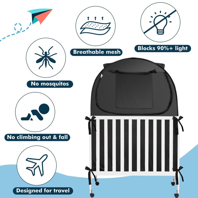 L RUNNZER Pack N Play Blackout Cover, Portable Travel Essential Pack N Play Cover, Dark Pack and Play Blackout Cover for Baby Sleeping, Block 90% + Light - Image 5