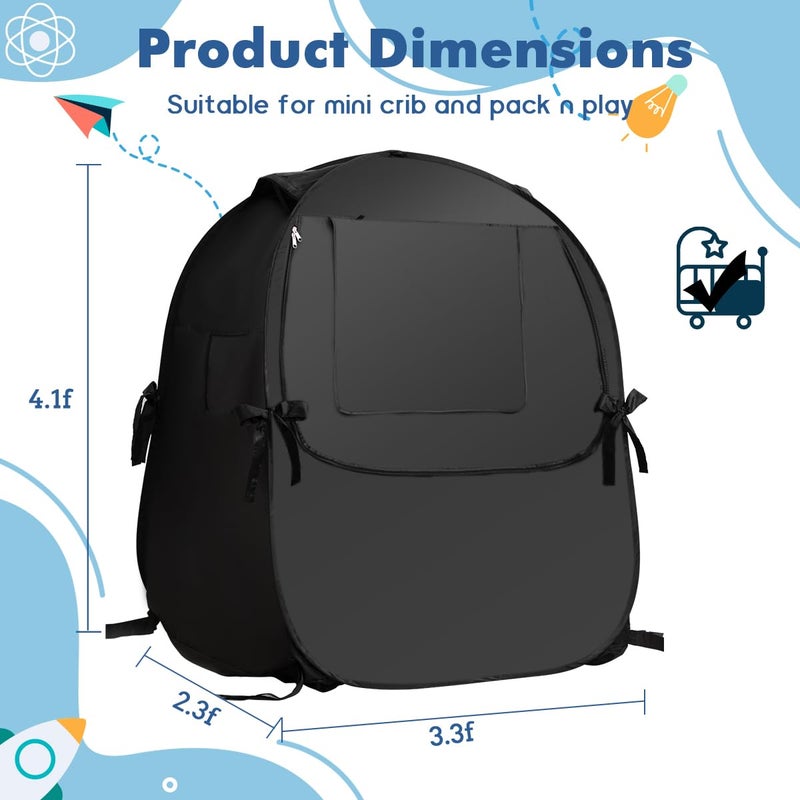 L RUNNZER Pack N Play Blackout Cover, Portable Travel Essential Pack N Play Cover, Dark Pack and Play Blackout Cover for Baby Sleeping, Block 90% + Light - Image 2