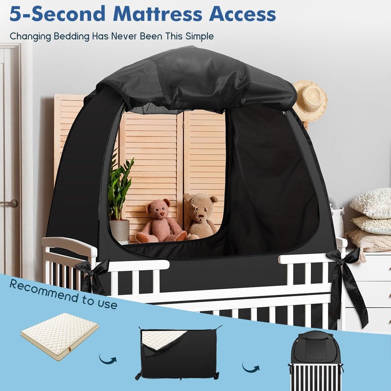 L RUNNZER Pack N Play Blackout Cover, Portable Travel Essential Pack N Play Cover, Dark Pack and Play Blackout Cover for Baby Sleeping, Block 90% + Light - Image 3