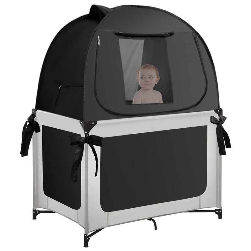 L RUNNZER Pack N Play Blackout Cover, Portable Travel Essential Pack N Play Cover, Dark Pack and Play Blackout Cover for Baby Sleeping, Block 90% + Light - Image 1