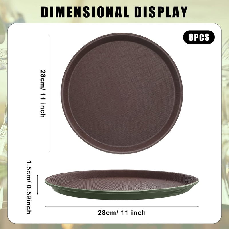 BS B&S Non-Slip Round Serving Tray Set - 28cm Brown Fiberglass - Image 2