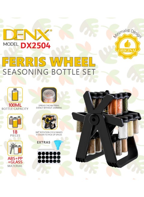 Revolving Spice Organizer with 18 Japanese Spice Jars, Spice Jar Set with 18 360 Degree Rotating Jars, Spice Jar Shaped Set.