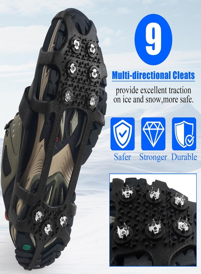 VATEICO Walk Traction Ice Cleats, Anti-Skid Ice Snow Grips 9 Stainless Steel Studs Winter Crampons with Straps Over Shoe Boots for Hiking Climbing,Ice Fishing and Walking Small - Image 3