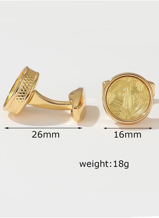Arabest - Fashion Pattern Round Gold Shirt Cufflinks - Image 1