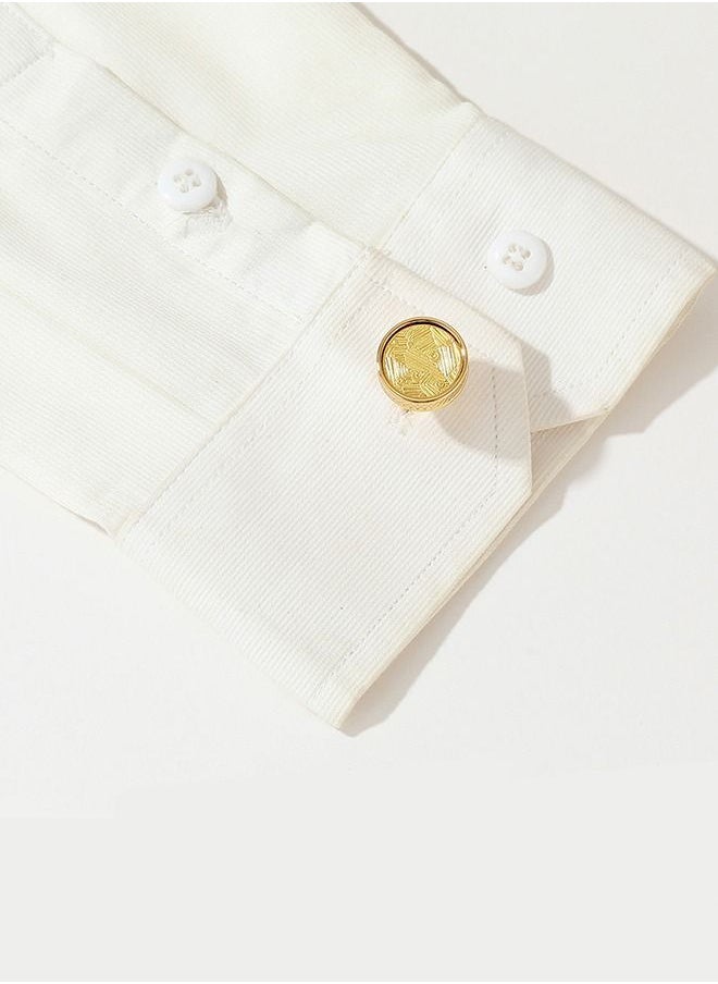 Arabest - Fashion Pattern Round Gold Shirt Cufflinks - Image 1