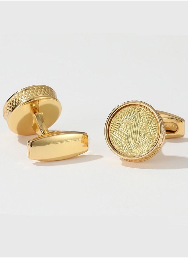 Arabest - Fashion Pattern Round Gold Shirt Cufflinks - Image 1