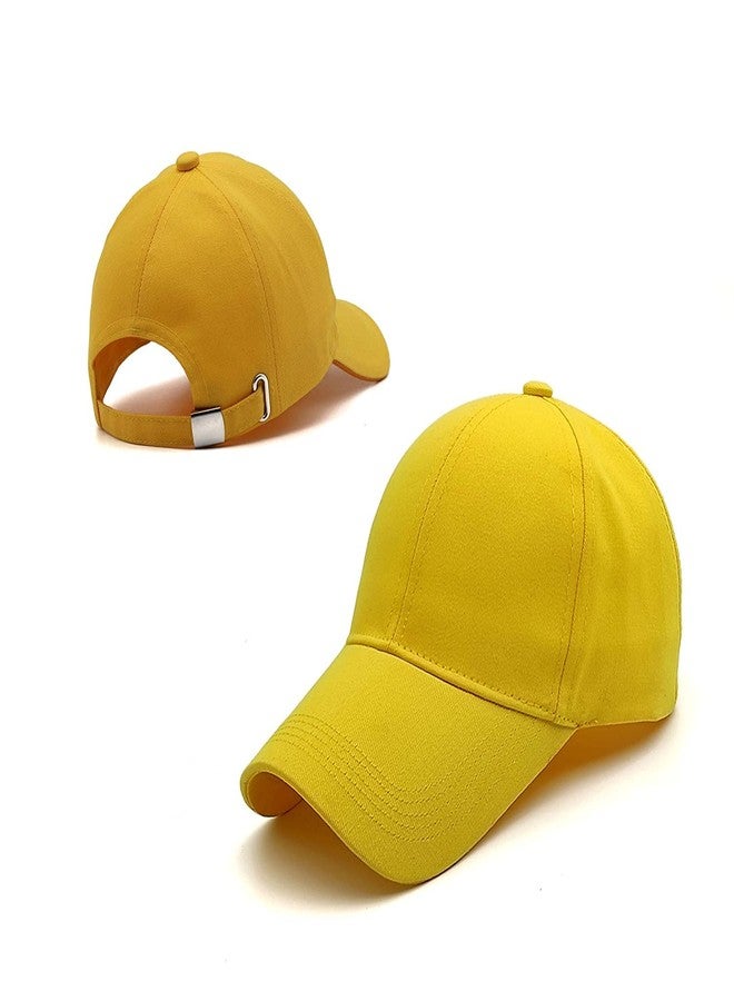 Malvina Combo of 3 Cotton Plain Baseball Cap with Adjustable Buckle for Boys & Girls Free Size (Blue,Sea Green & Yellow) - Image 3