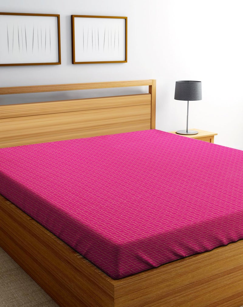 RANGBHAR Handloom Cotton Double Bedsheet Without Pillow Covers, Woven Checkered Bedcover, 90 x 100 inch, Pink Box - Image 1
