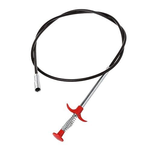 IK-CLAST 160 cm Hand Press Long Drain Clog Remover Hair Catcher Coated with Black PVC Sink Dredge Unblocked Drain Cleaner Tools for Kitchen Sink Bathroom Tub Toilet Clogged Drains Dredger 1 Pc - Image 1