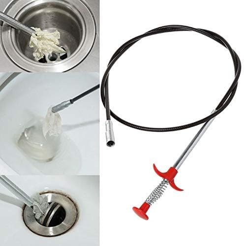 IK-CLAST 160 cm Hand Press Long Drain Clog Remover Hair Catcher Coated with Black PVC Sink Dredge Unblocked Drain Cleaner Tools for Kitchen Sink Bathroom Tub Toilet Clogged Drains Dredger 1 Pc - Image 5