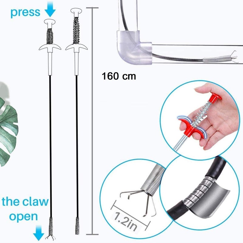 IK-CLAST 160 cm Hand Press Long Drain Clog Remover Hair Catcher Coated with Black PVC Sink Dredge Unblocked Drain Cleaner Tools for Kitchen Sink Bathroom Tub Toilet Clogged Drains Dredger 1 Pc - Image 3
