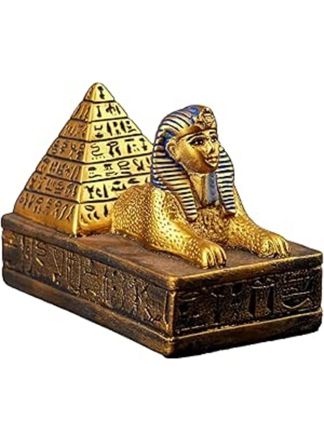 تمثال أبو الهول المصري القديم من الحجر الثقيل الفريد من نوعه مطلي يدويًا ملونًا صنع في مصر.