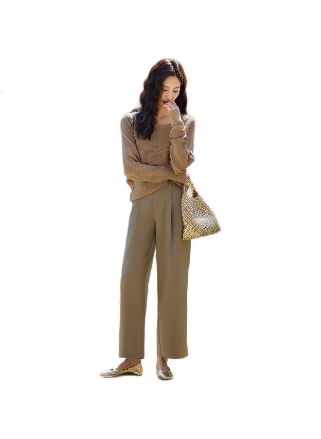 dme Demana [Jin Si Mian Sha] Spring And Autumn Light Mature Retro Style Ribbed Round Neck Sweater, Batwing Sleeve, Concealing Knit Sweater, Women'S Top - Image 2
