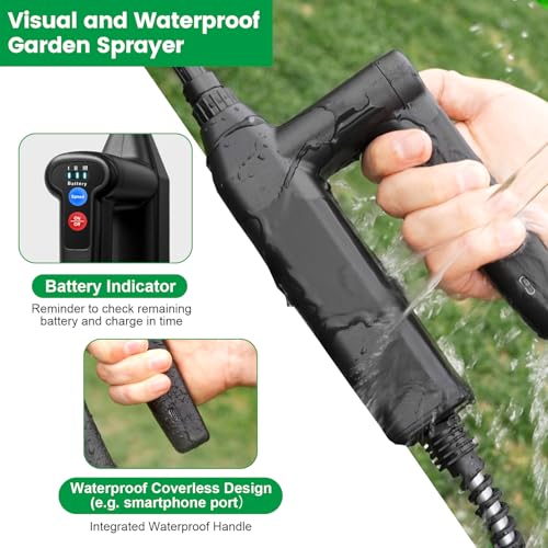 VAXMAY Battery Powered Sprayer 1.35 Gallon, 2026 Electric Garden Sprayer with 3 Adjustable Speeds, 4 Mist Nozzles, Rechargeable Handle, Retractable Wand with Adjustable Shoulder Strap for Weed Lawn(Green) - Image 3
