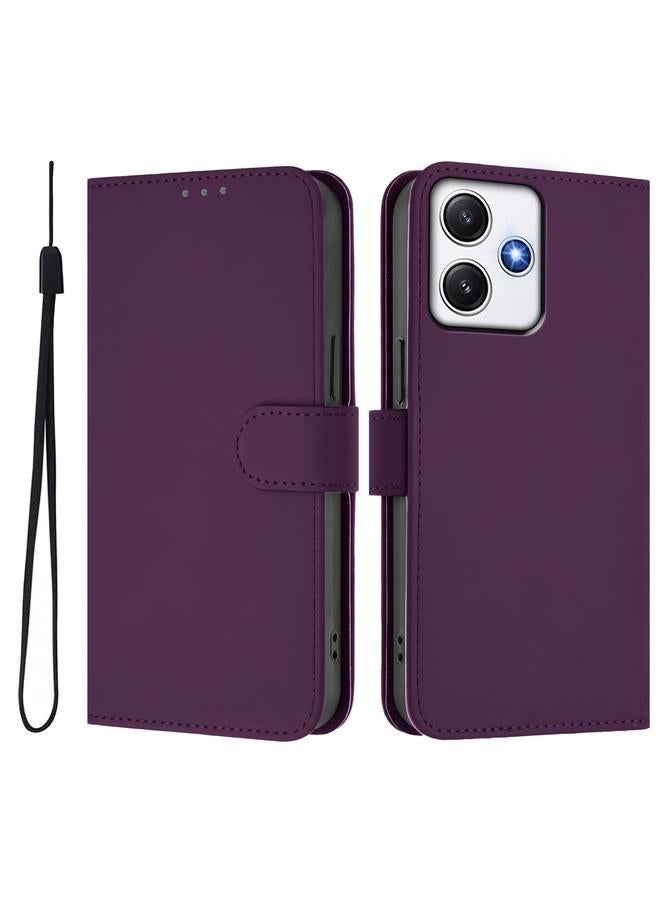 اس-توب جراب لهاتف Redmi 12 4G Global / Note 12R جراب هاتف من الجلد بلون سادة مع حبل - Image 2