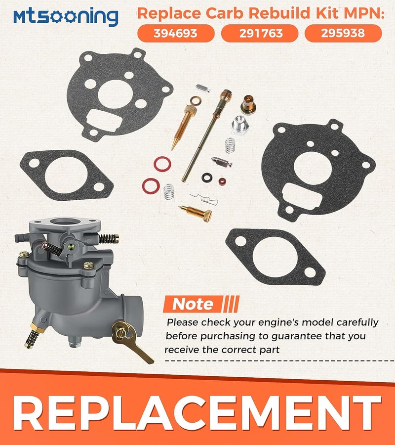 Mtsooning Carb Rebuild Kit，Carburetor Repair Replacement for 394693 291763 295938 195432 195435 195436 - Image 4