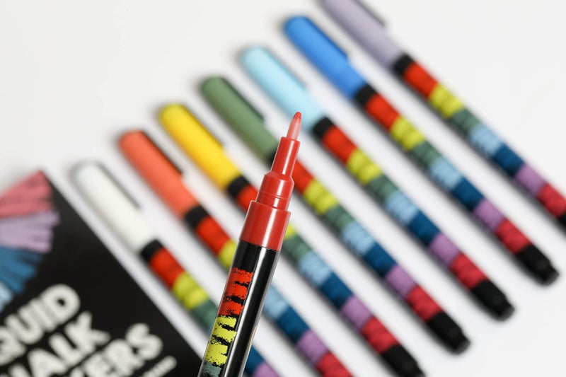 Bandle B. Chalk Markers - 8 Vintage Fine Tip, Erasable, Non-Toxic, Water-Based, Reversible Tips, For Kids and Grown-Ups for Glass or Chalkboard Markers for Businesses, Restaurants (Vintage/Pastel 1mm) - Image 4