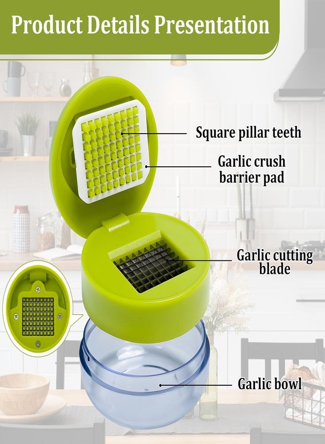 EQUNROY 2 Pcs Garlic Press Stainless Steel,Mini Garlic Chopper,with Peeler，Cleaning Brush and Scrapers - Image 4