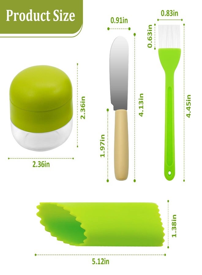EQUNROY 2 Pcs Garlic Press Stainless Steel,Mini Garlic Chopper,with Peeler，Cleaning Brush and Scrapers - Image 2