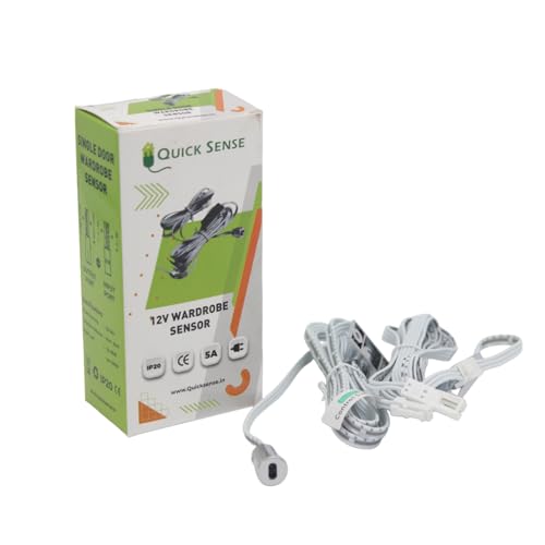 Quick Sense QS-WR11 Wardrobe Sensor | 12V-24V DC | Automatic Door-Activated Lighting | Single-Door Cabinet Light Switch | 120° Detection | 60W/120W Load Support - Image 1