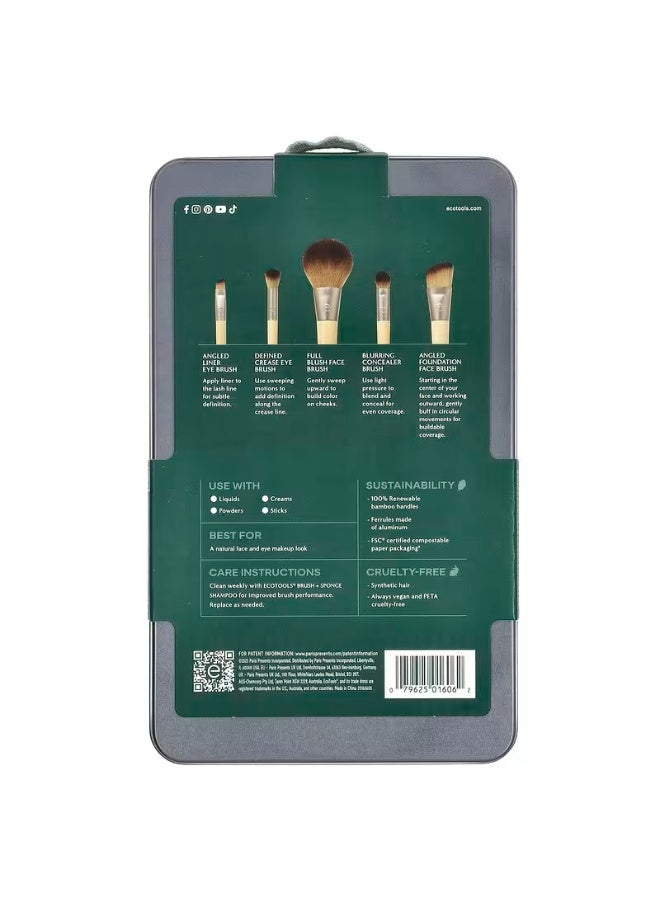 EcoTools, Start The Day Beautifully Brush Set, 5 Piece Set & Storage Tin - Image 3